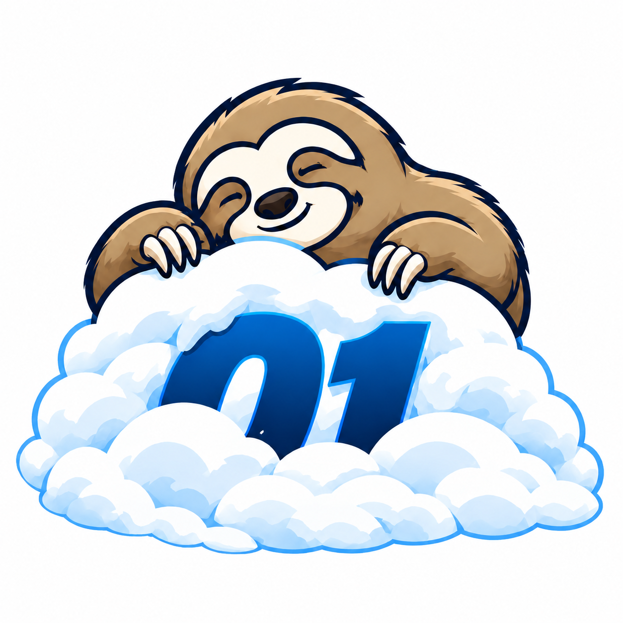 Step 01: sleeping sloth behind a snow-covered number